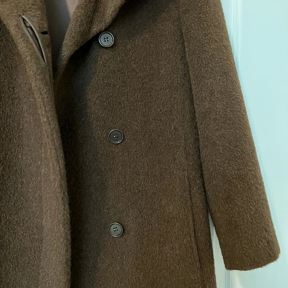 Max Mara Brown Alpaca & Virgin Wool Funnel Neck Coat - Picture 7 of 12